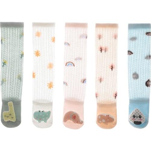 Newborn Baby Boy Girl Mesh Stocking Cartoon Animal Print Thigh Breathable High Socks Knee High Long Tube Socks Spring Summer