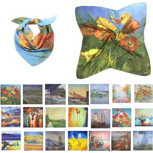 Square Silk Scarf Women Fashion Print Small Neck Scarfs Office Lady Hair Band Foulard Hand Kerchief Female Bandana Shawl New