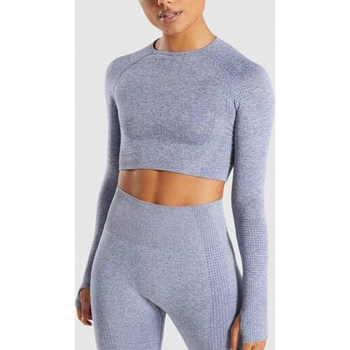 13 Colors Yoga Top Women Sports Crop Top Long Sleeve Gym Women Seamless Shirt Yoga T-shirts Womens Workout Fitness Tops