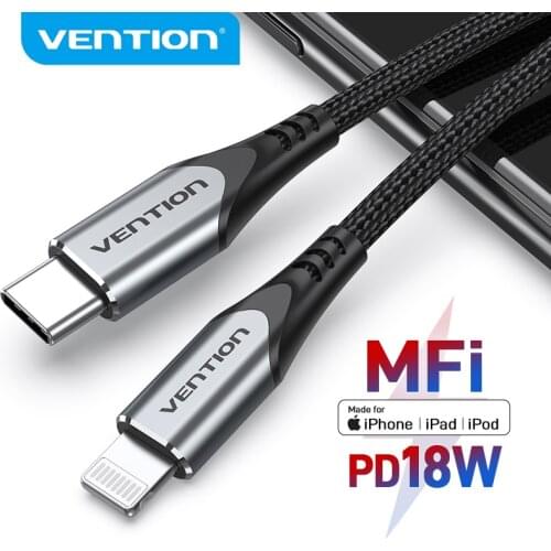 Vention MFi USB Type C to Lightning Cable for iPhone 12 Pro Max 8 Fast Charging PD 18W USB C Charger Data Cable for Macbook Pro