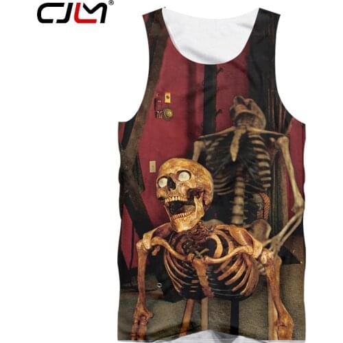 CJLM Funny Skulls Tank Tops 3D Print Bone Daddy Pattern Sleeveless Striped Vest Sexy Fashion Clothing Stringer Singlets Jersey