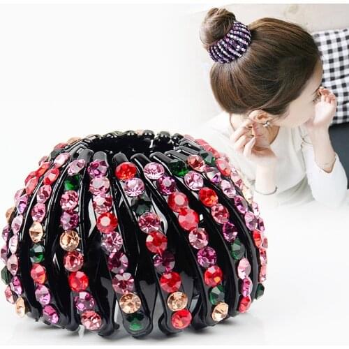 Girls Crystal Hair Clips Rhinestones Ponytail Holder Hair Claw Hair Accessories Women Ball Head Headwear Hairpin Clip Wholesale