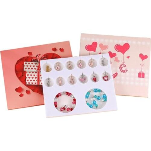 Women Earring Bracelet with 14pc Pendant Valentines Day Gift Surprise Blind Box