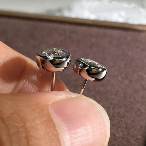 14K Yellow Gold 1 Carat Stud Earrings Women Wedding Anniversary Engagement Party Each 0.5 Carat Round Moissanite Diamond Elegant