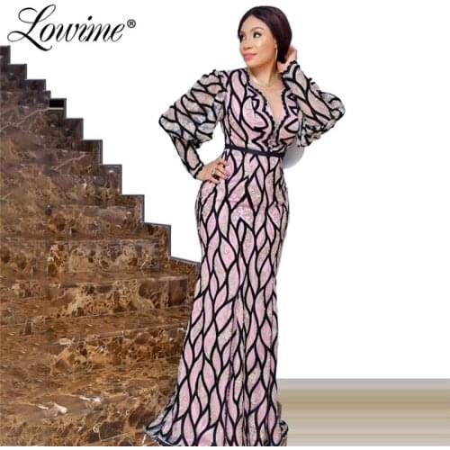 Dubai Kaftans Arabic Long Sleeves Evening Dresses Mermaid African Prom Dress Islamic Party Gowns For Weddings 2020 Abendkleider