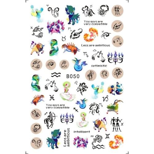 1 pcs 3D 12 constellations Nail Sticker Adhesive Nail Transfer Sticker Decals Nail Art Decoration
