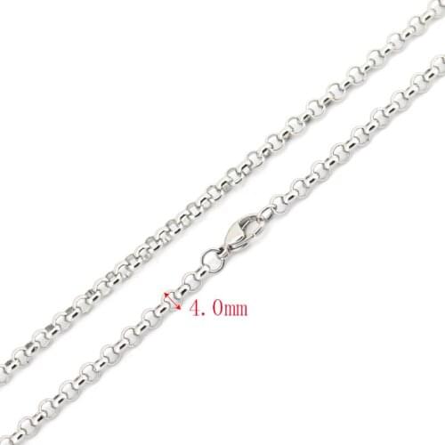 10pcs 4mm Width 24inch 316 Stainless Steel rolo Chain For memory living Glass Locket & oil Diffuser Locket men women