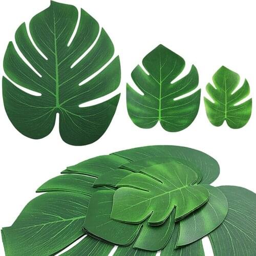 12pcs Artificial Leaf Tropical Palm Leaves Simulation Leaf for Wedding Hawaiian Luau Theme Party Decor Home garden 18cm x 20cm