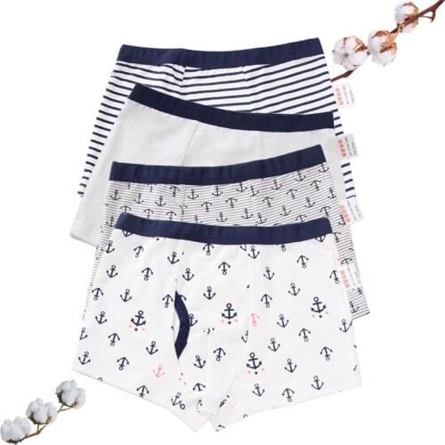 4 Pcs/Lot Kids Boys Underwear Cotton Shorts Boxer Panties Soft Childrens Underpants 4-14y