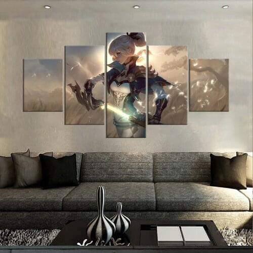 5pcs Genshin Impact Posters Wall Art Decoration Picture Canvas Wall Poster Paintings for Kids Living Home Decoration Accessories