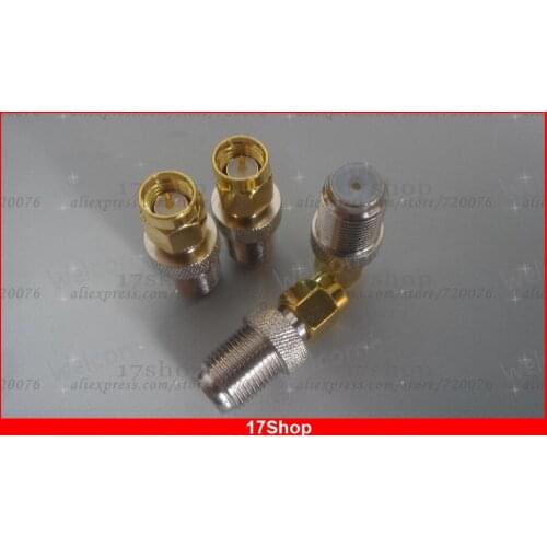 50PCS copper F female to SMA male plug coaxial RF connector adapter