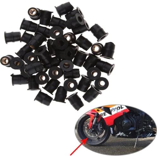 50 Pieces M5 Motorbike Windscreen Rubber Well Nuts Rivet Rub Nut Cavity Fairing Fixing Motorcycle Accessories Parts Black
