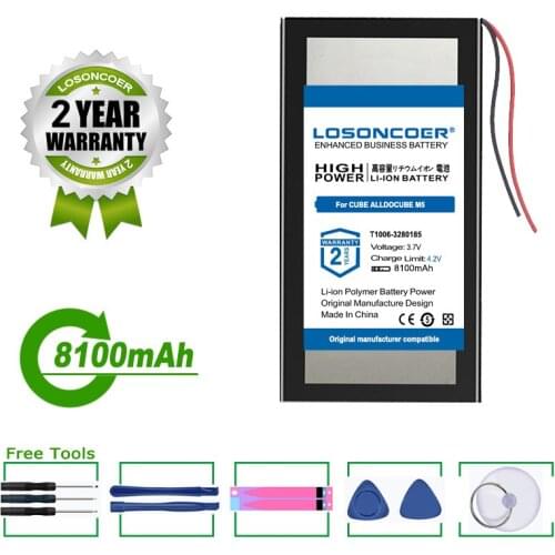 LOSONCOER Battery 7500mAh ALLDOCUBE M5 Tablet Battery For CUBE ALLDOCUBE M5 Tablet PC T1006-3280185 With 2 Lines