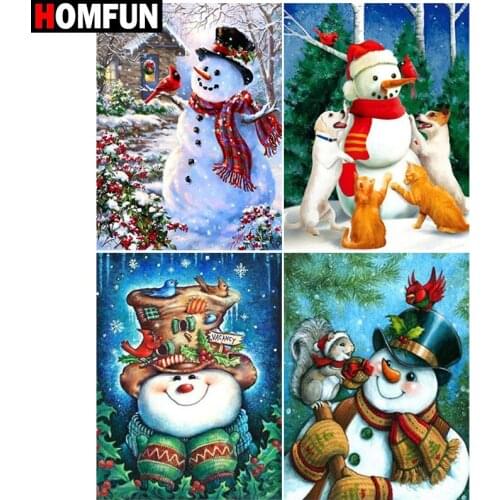 HOMFUN 5D DIY Diamond Painting "Snowman christmas" Full Drill Resin Diamond Embroidery Cross Stitch Home Decor