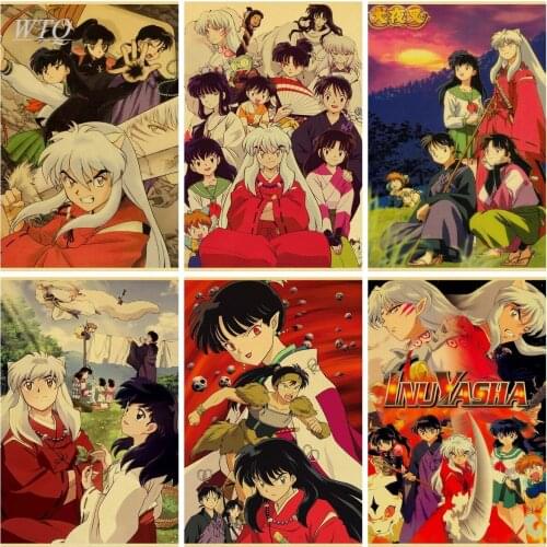 Anime Posters Inuyasha Maitreya Coral Retro Poster Canvas Painting Wall Art Picture Poster Home Decor Photos for Childrens Room