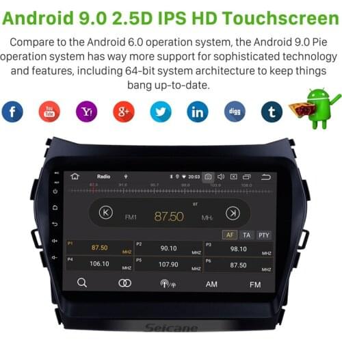 Seicane Android 10.0 Car Multimedia Player Bluetooth Wifi 4G GPS Navigation for 2013 2014 Hyundai Santa Fe IX45 Support DVR