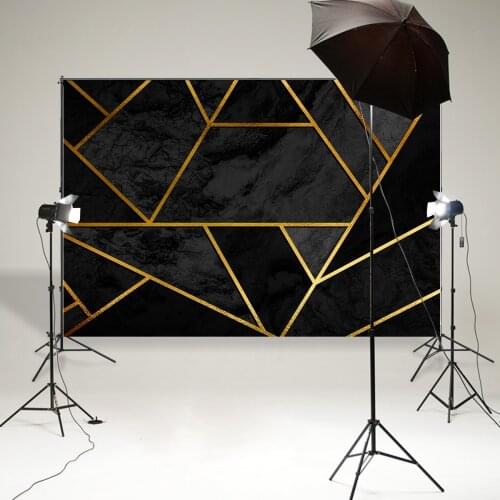 BEIPOTO Abstract poster with golden lines and black geometric pattern background photography backdrops photo booth props B-863
