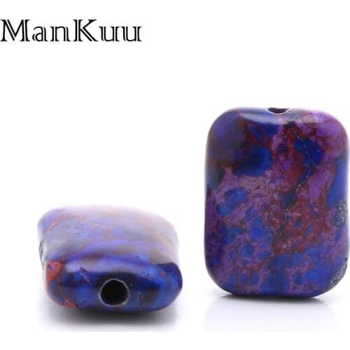 Mankuu 13*18mm Rectangle Dark Purple Blue Sea Sediment Jaspers Loose Beads Natural Stone Beads For DIY Jewelry Making 20pcs/Lot