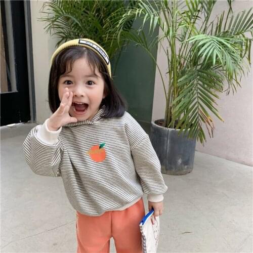 Kids Hoodies Casual Korean Striped Hood Sweatshirt for Girls Fashion Pullover Boys Clothing 1 2 3 4 5 6 Years Toddler Hoodies