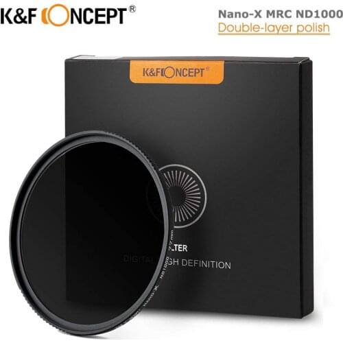 K&F Concept ND1000 ND Filter 10 Stop Nano-X MRC Neutral Density 52mm 58mm 62mm 67mm 72mm 77mm 82mm Camera Variable Lens Filter