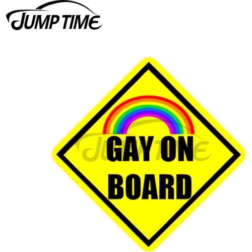 JumpTime 13 x 12cm For Gay On Board Sign Car Stickers Personality Refrigerator Windshield Decal Cartoon Motorcycle Decoration