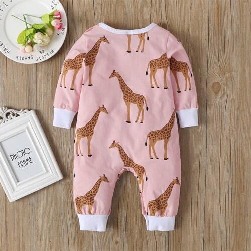Baby boy jumpsuit Long Sleeve Baby Girls Rompers Autumn Giraffe Print Baby Boys Jumpsuits Clothing