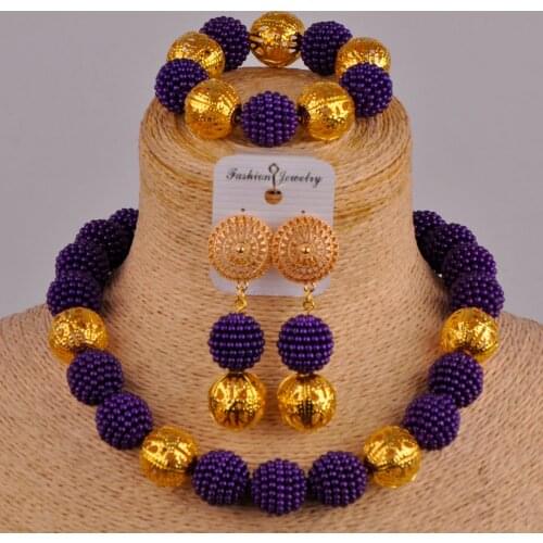 Purple costume african jewelry set simulated pearl african beads set nigerian set FZZ59
