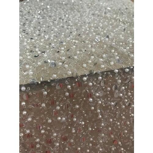 Good sale French Tulle Lace Fabric ZH-936811 for wedding dress beaded Lace Fabric french lace fabric