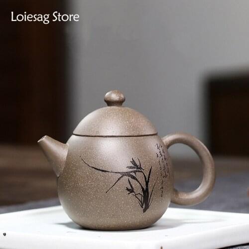 Loiesag 150ml Yixing Purple Sand Long Dan Teapot Hand Made Pot Raw Ore Purple Mud Kung Fu Tea Set Tea Ceremony Birthday Gift