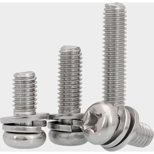 M5m6m8 Stainless Steel Round Cross Pan Head Combination Screw