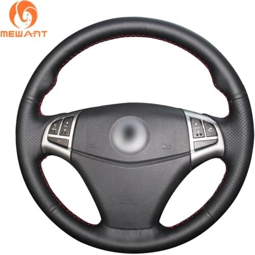MEWANT Black Artificial Leather Car Steering Wheel Covers for Ssangyong Korando 2011 2012 2013-2014