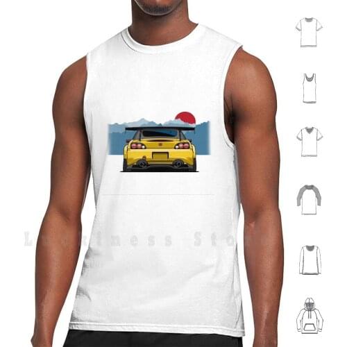 Modified Yellow S2000 tank tops vest 100% Cotton Car Cars Automobile Motorcar Road Speeding Throttle Racing Racer Driving