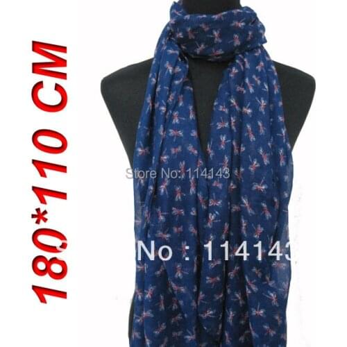 Fashion Womens Dragonfly Print Hijab Scarf Shawl Wrap 180cm*110cm, Free Shipping