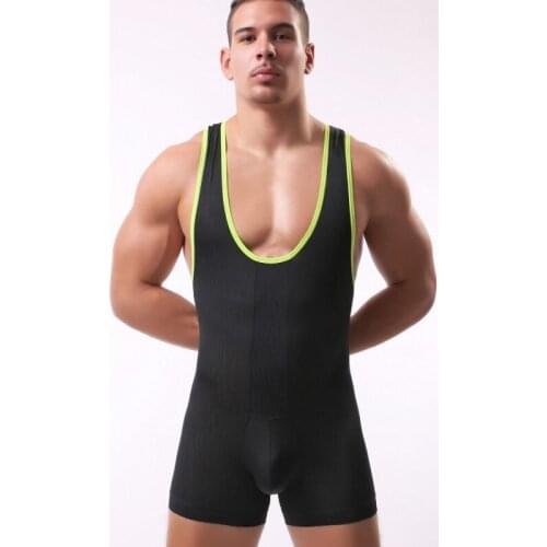 Men Comfortable Underwear Sexy Stretch Teddies Tight Boxers Bodysuit Male Leotard Wrestling Singlet Jumpsuit Exotic Clubwear