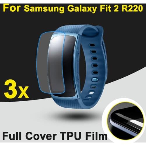 3pcs Full Cover Soft TPU Anti-Explosion Protective Film for Samsung Galaxy Fit 2 R220 Sport Band SmartWatch Screen Protectors