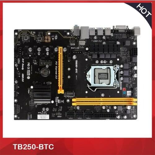 Original Mining Motherboard For BIOSTAR TB250-BTC 6 Graphics Slots LGA 1151 DDR4 B250 Perfect Test,Good Quality