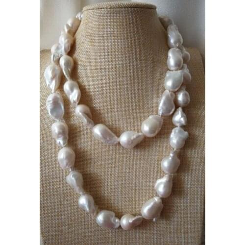 25-30 mm natural South white pearl necklace 35"