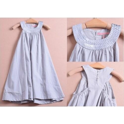 Free shipping- children/kids girls dress, cool grey color, summer cotton dress, breathable and high quality size 6 to 12