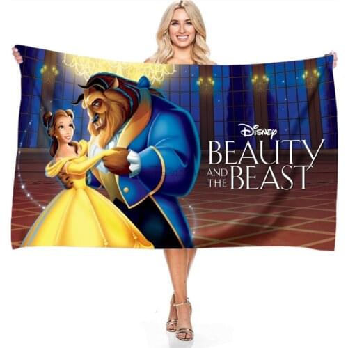 Disney Beauty and The Beast Towel Fashion Digital Printing Microfiber Seaside Beach Towel Swimming Bath Towels Outdoor Blankets