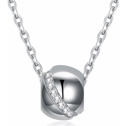Romantic Cubic Zircon Loop Bead Pendant Necklace Women 925 Sterling Silver CZ Drop Necklace for Lady Girl Festival Love Gift