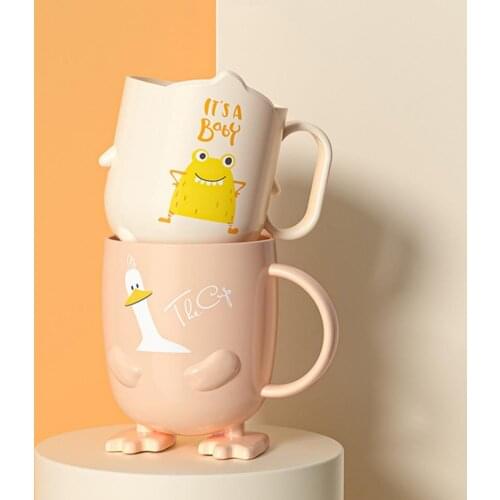 Toothbrush Cup Cartoon Shape Shock-proof Portable Children Feeding Water Cups Kids Training Water Mugs Dental Care Supplies