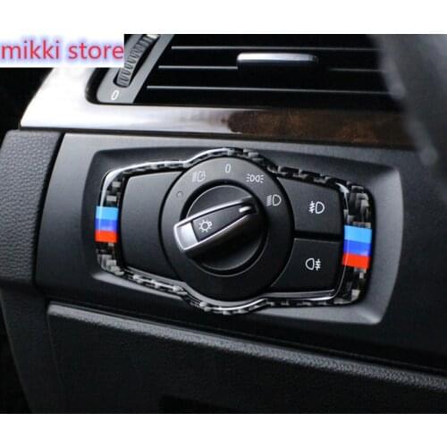 Carbon Fiber For BMW 3 4 Series 3GT E90 E92 E93 F30 F32 F33 F34 F36 Console Headlight Switch Buttons Frame Decoration Cover Trim