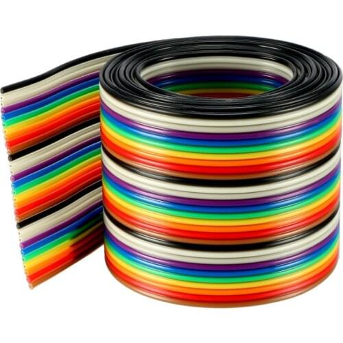 Uxcell Rainbow Color 3m 1m Long 1.27mm Pitch Jumper Wire Ribbon Cable Breadboard DIY Ribbon Flat Cable 30P 40P 26P 20P 16P