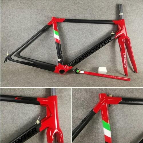 Red Black Italian Flag C64 carbon Road Bike Frames T1100 UD Bicycle Frameset with 48 50 52 54 56cm for Your Selection