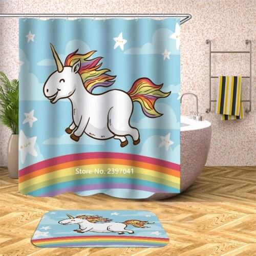 Cute and Beautiful Unicorn Waterproof Shower Curtain for Boys and Girls Bathtubs To Decorate Your Childs Birthday Present