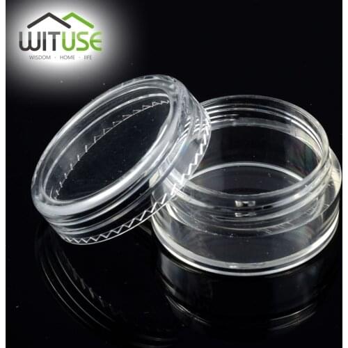 WITUSE 10x Sample Clear Cream Jar Mini Cosmetic Bottles Containers Pot For Nail Arts Small Clear Can Tin For Balm 2ml 3ml 5ml