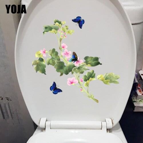 YOJA 22.2X21.6CM Chinese Wind Flower Branch Classical Art Home Room Wall Sticker WC Decor Toilet Decals T1-2255