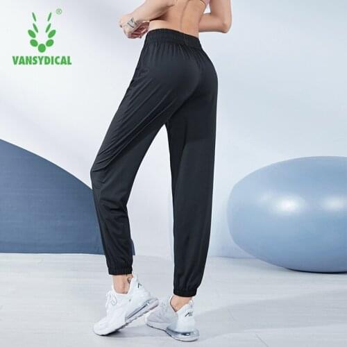 VANSYDICAL Jogging Pant Women Solid Sweatpants Running Sport Gym Long Track Pant Elastic Waist Workout Training Trouser Female