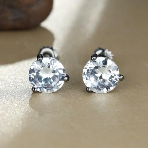 Vintage Black Gold Zircon Earrings for Women Cute Screw Back Stud Earrings Wedding Party Fashion Jewelry Charms Female Gift