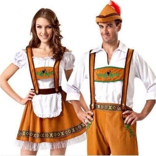 Masquerade Women Bavarian Girl Oktoberfest Beer Maiden Cosplay Costume Fantasy German Couples Halloween Costume Rompers